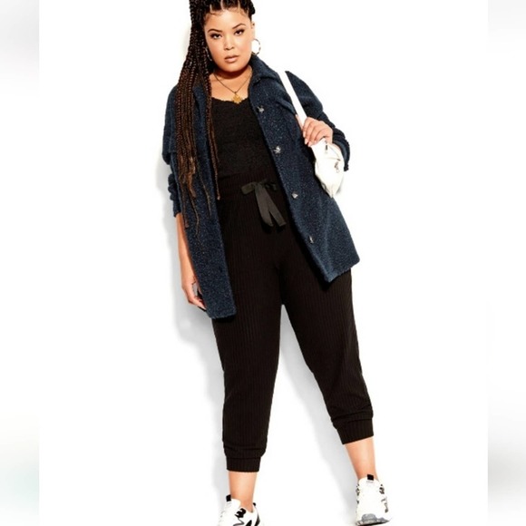 City Chic CCX Teddy Shacke oversized steel blue sherpa style plus size XL 22 NEW - Picture 2 of 9